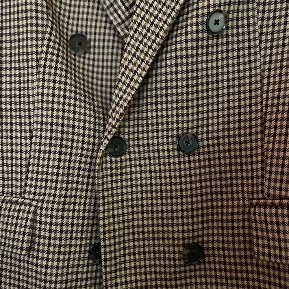 ZARA Brown Houndstooth Double-Breasted Blazer - Picture 7 of 8